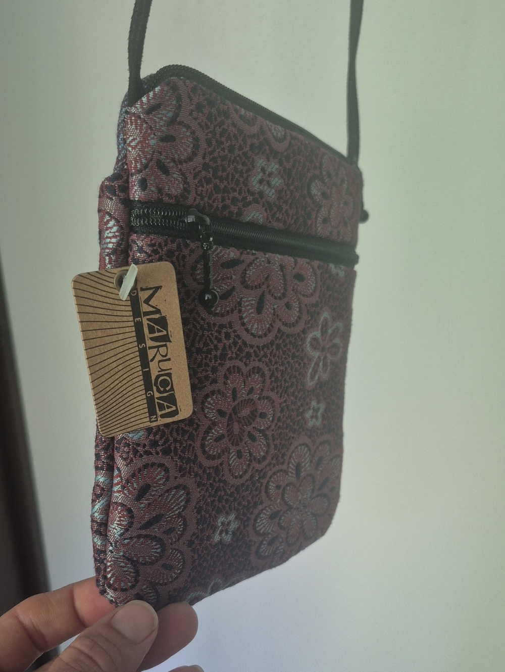 Maruca Red Floral Crossbody Phone Bag with Front Zip Pocket